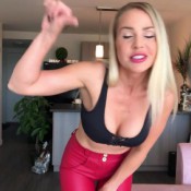 Miss Madison Gassy Girl In Red Leather Pants Farting Madison Stone