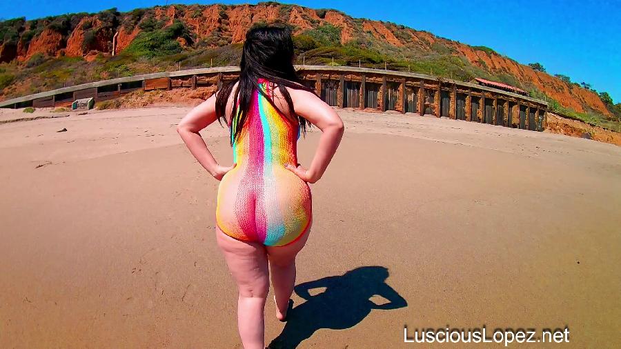 luscious lopez sheer rainbow swimsuit hd