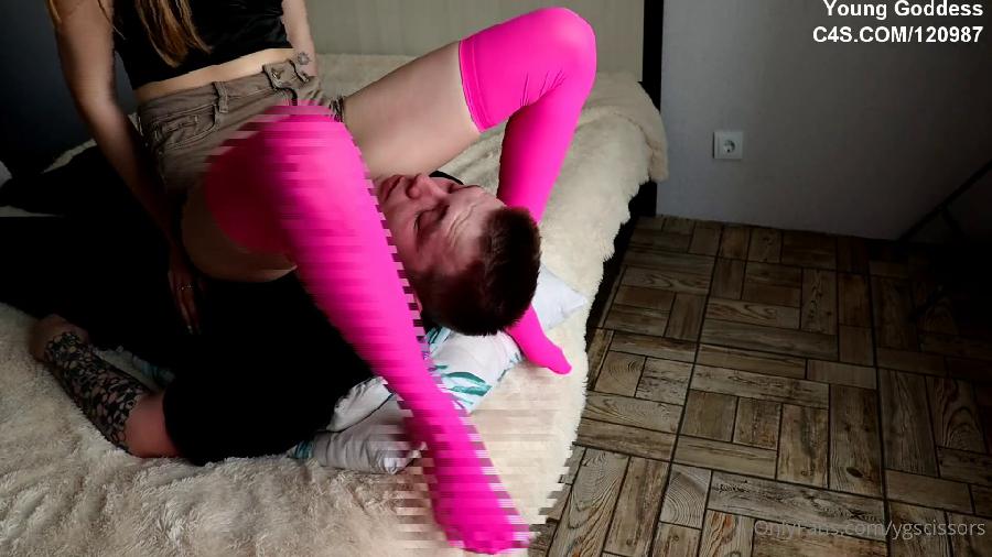 young goddess - pulsing his neck in knee socks